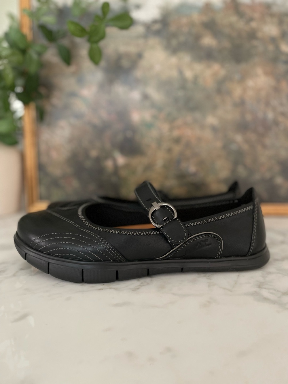 Kalso Earth Shoe Mary Jane Loafer Rally Negative Heel Black Leather USA 8.5